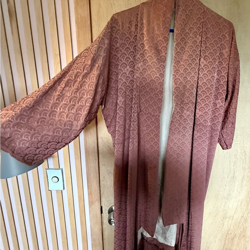 Vintage Luxurious silk Mauve Patterned Women's kimono